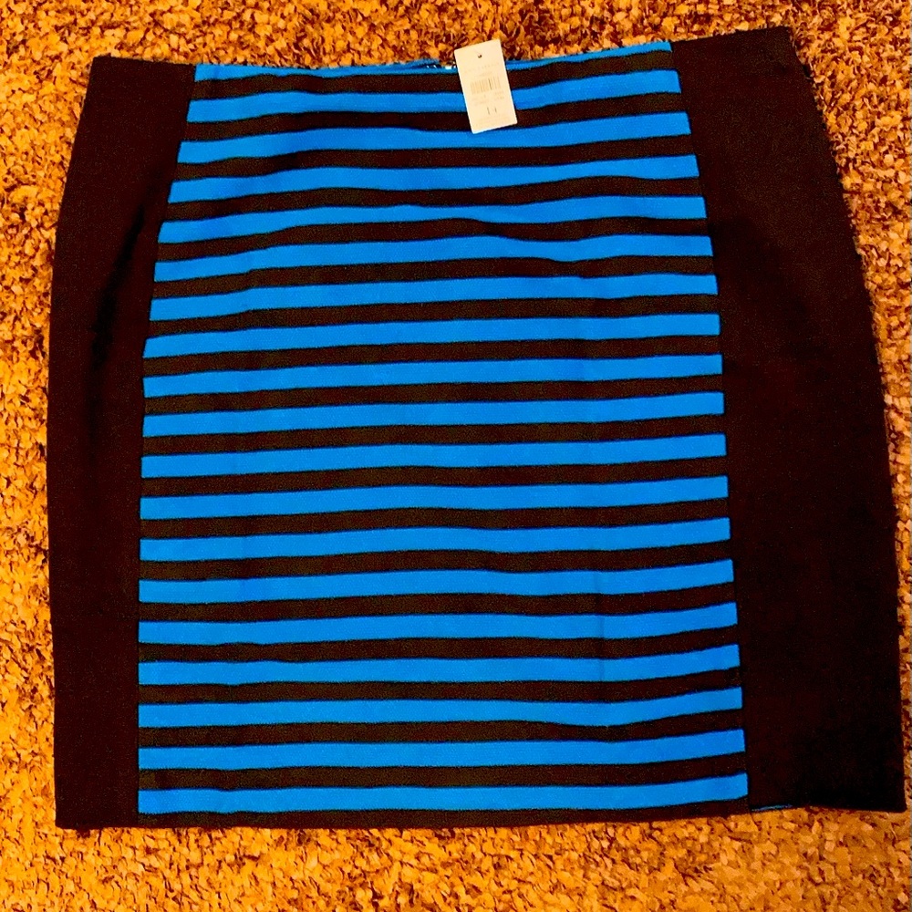 Ann Taylor Blue Black Striped Pencil Skirt
